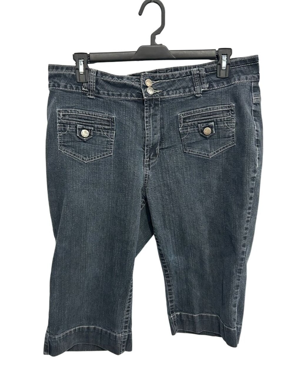 Neeso 18 Premium Mid Rise Denim Bermuda Shorts Dark Wash Stretch Timeless Style